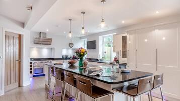 Microwave, oven, dishwasher, high chair