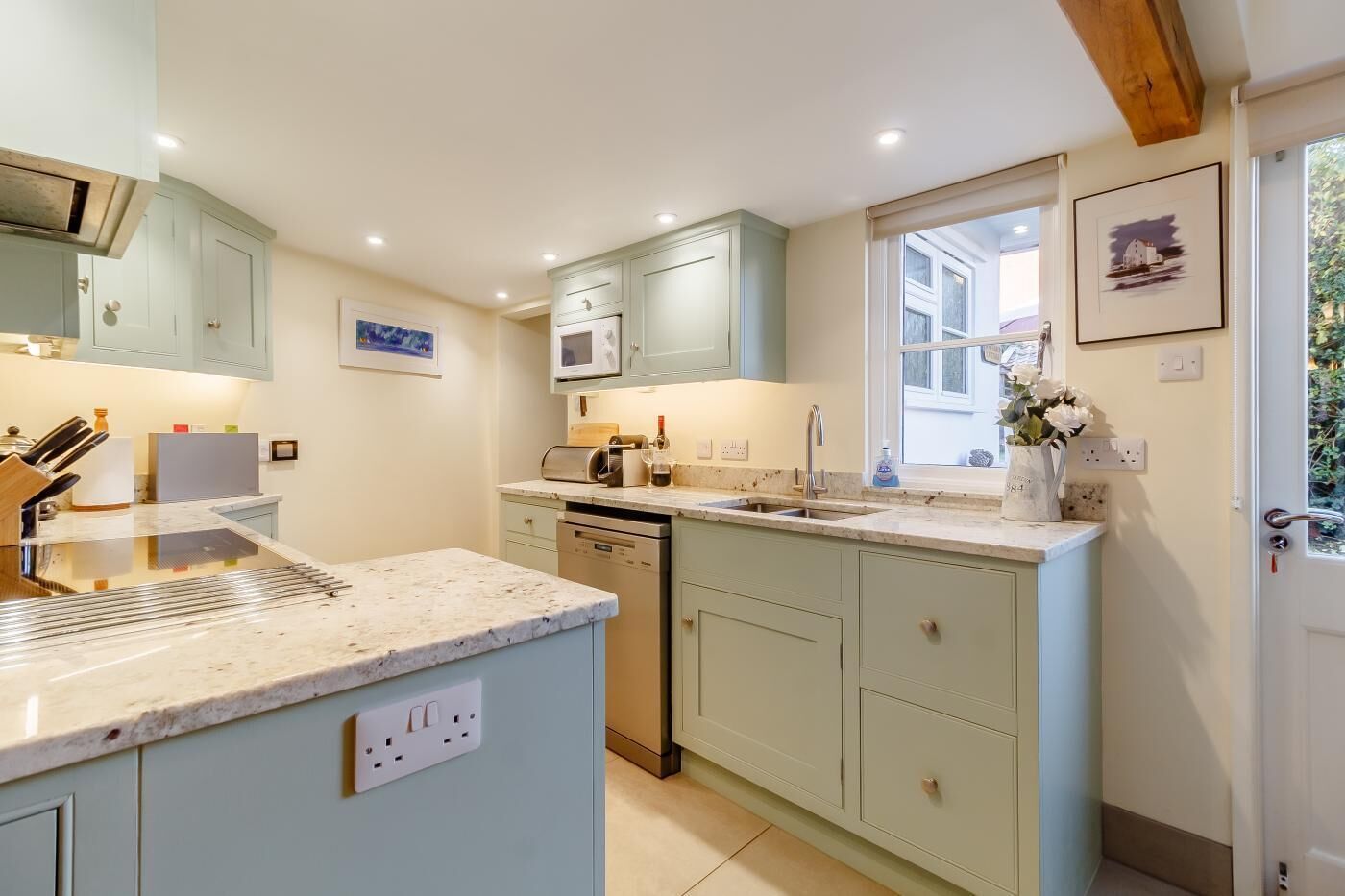 Microondas, horno, lavavajillas y periquera 