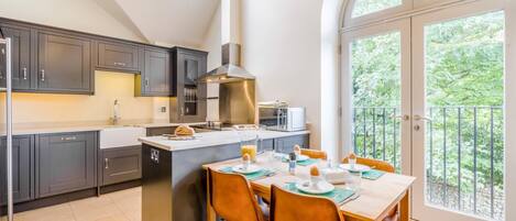 Microwave, oven, dishwasher, high chair