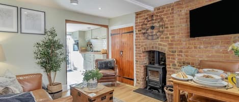 TV, fireplace