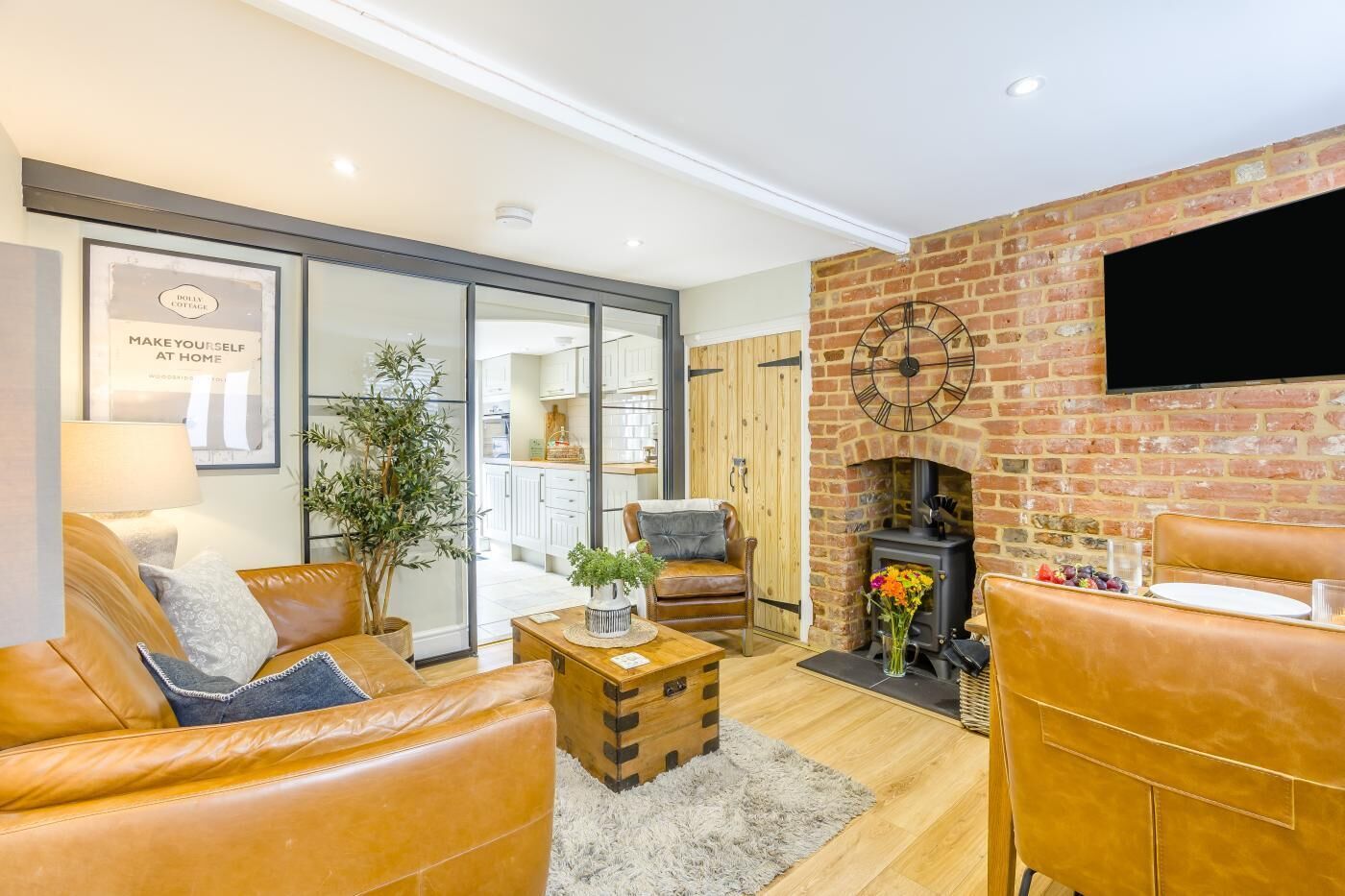 TV, fireplace