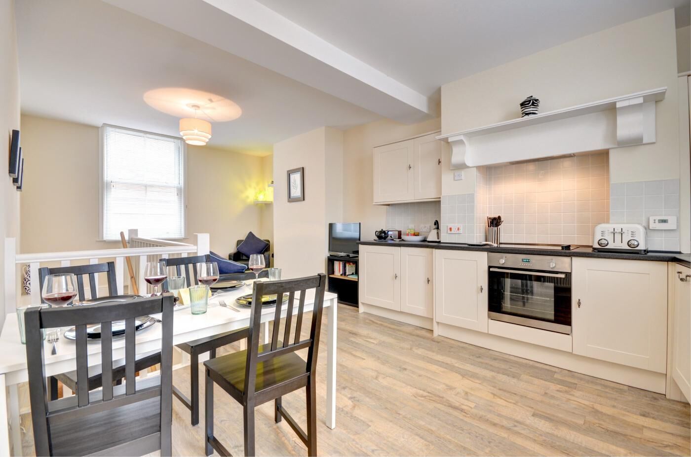 Microwave, oven, dishwasher, high chair