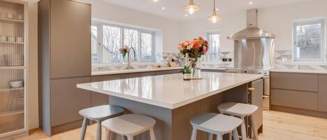 Microwave, oven, dishwasher, high chair