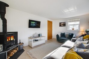 Televisión y chimenea 
