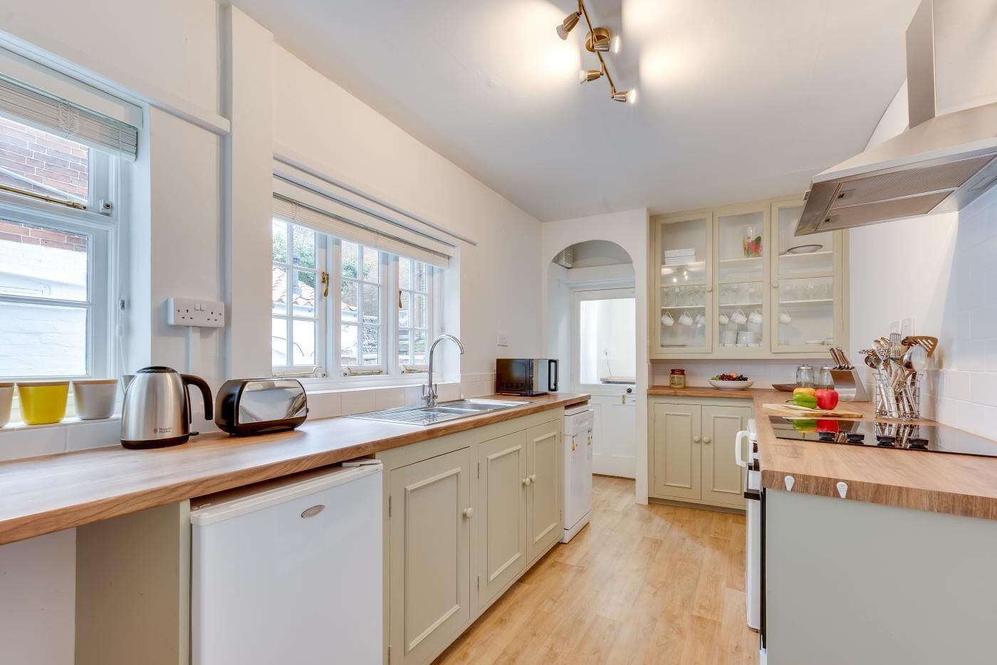 Dishwasher, high chair, cookware/dishes/utensils