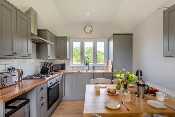 Microwave, oven, dishwasher, high chair