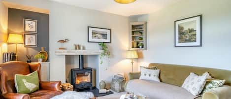 Televisión y chimenea