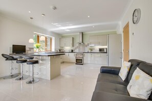 Microwave, oven, dishwasher, high chair