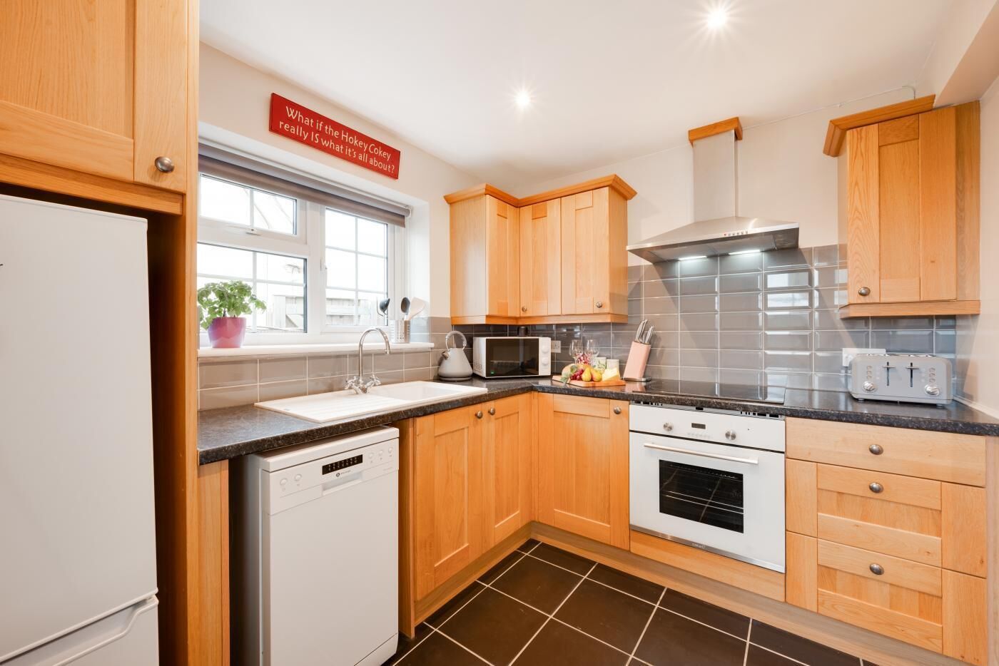 Microwave, oven, dishwasher, high chair