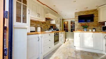 Microwave, high chair, cookware/dishes/utensils