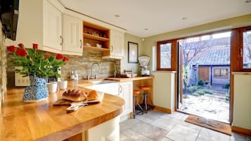 Microwave, high chair, cookware/dishes/utensils