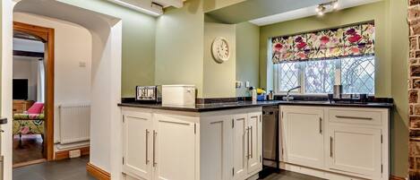 Microwave, oven, dishwasher, high chair