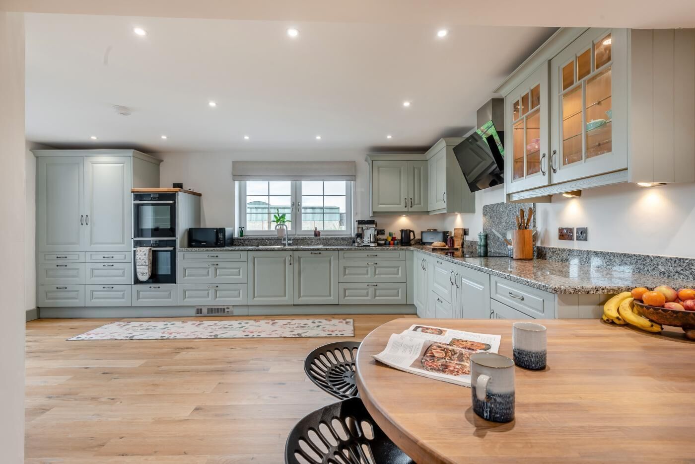 Microwave, oven, dishwasher, high chair