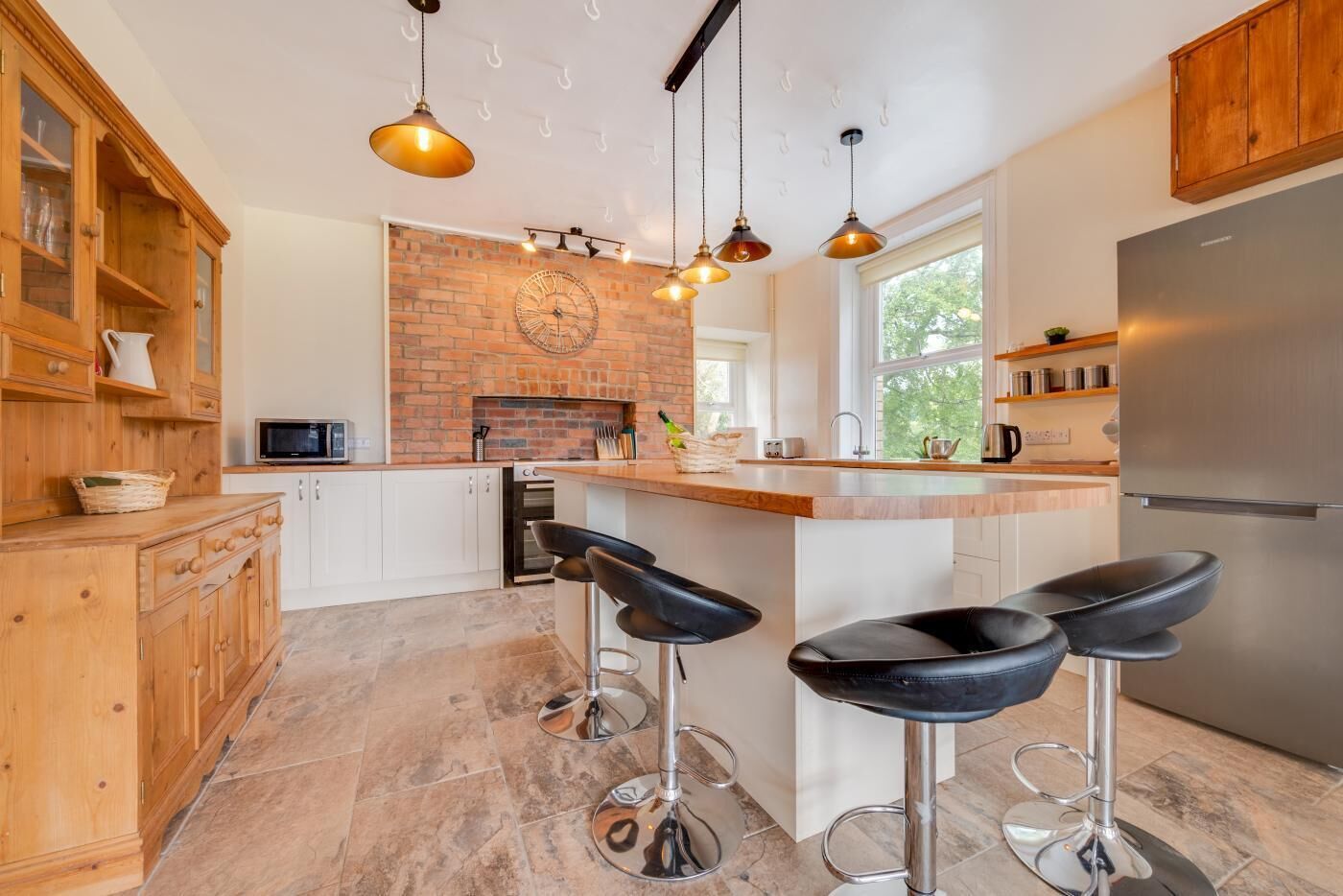 Microwave, oven, dishwasher, high chair