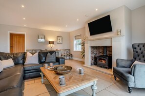 Televisión y chimenea 