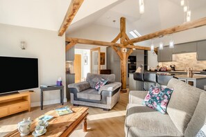 Una televisión, una chimenea