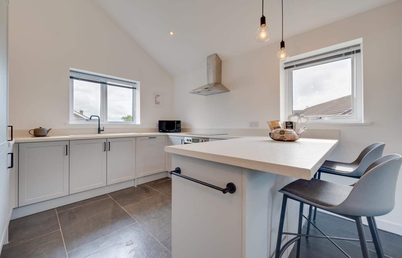 Microwave, oven, dishwasher, high chair