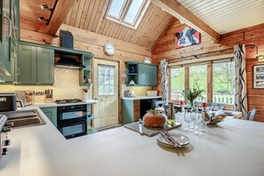 Oven, dishwasher, highchair, cookware/dishes/utensils