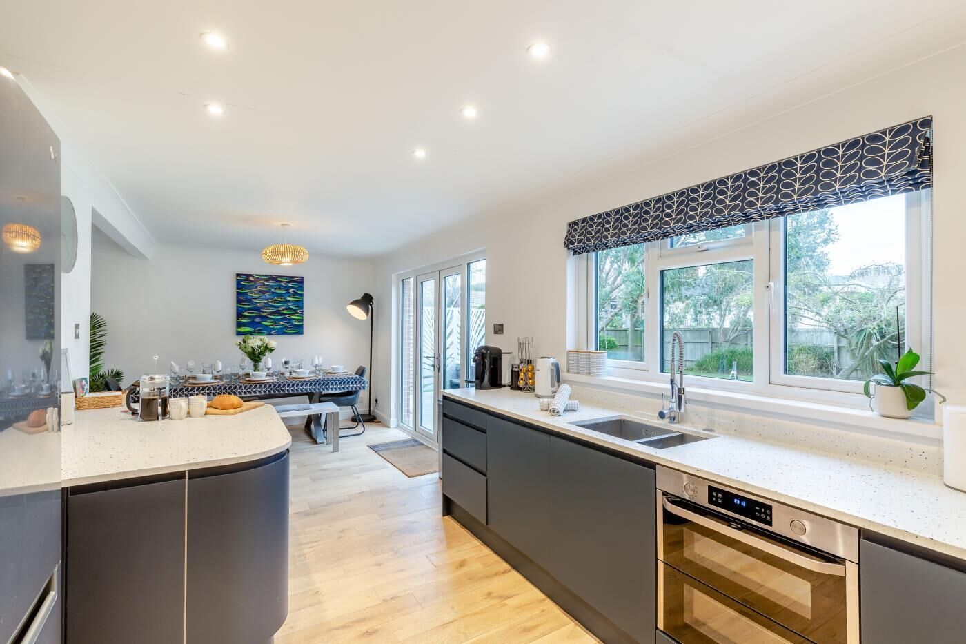 Oven, dishwasher, highchair, cookware/dishes/utensils