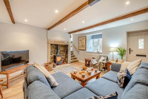 TV, fireplace