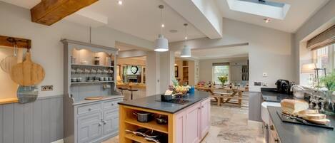 Microwave, oven, dishwasher, high chair