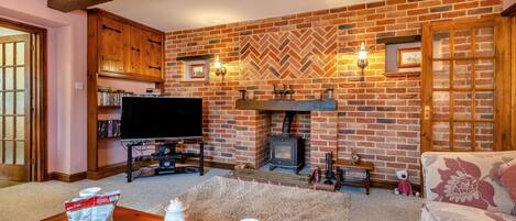 Televisie en een open haard