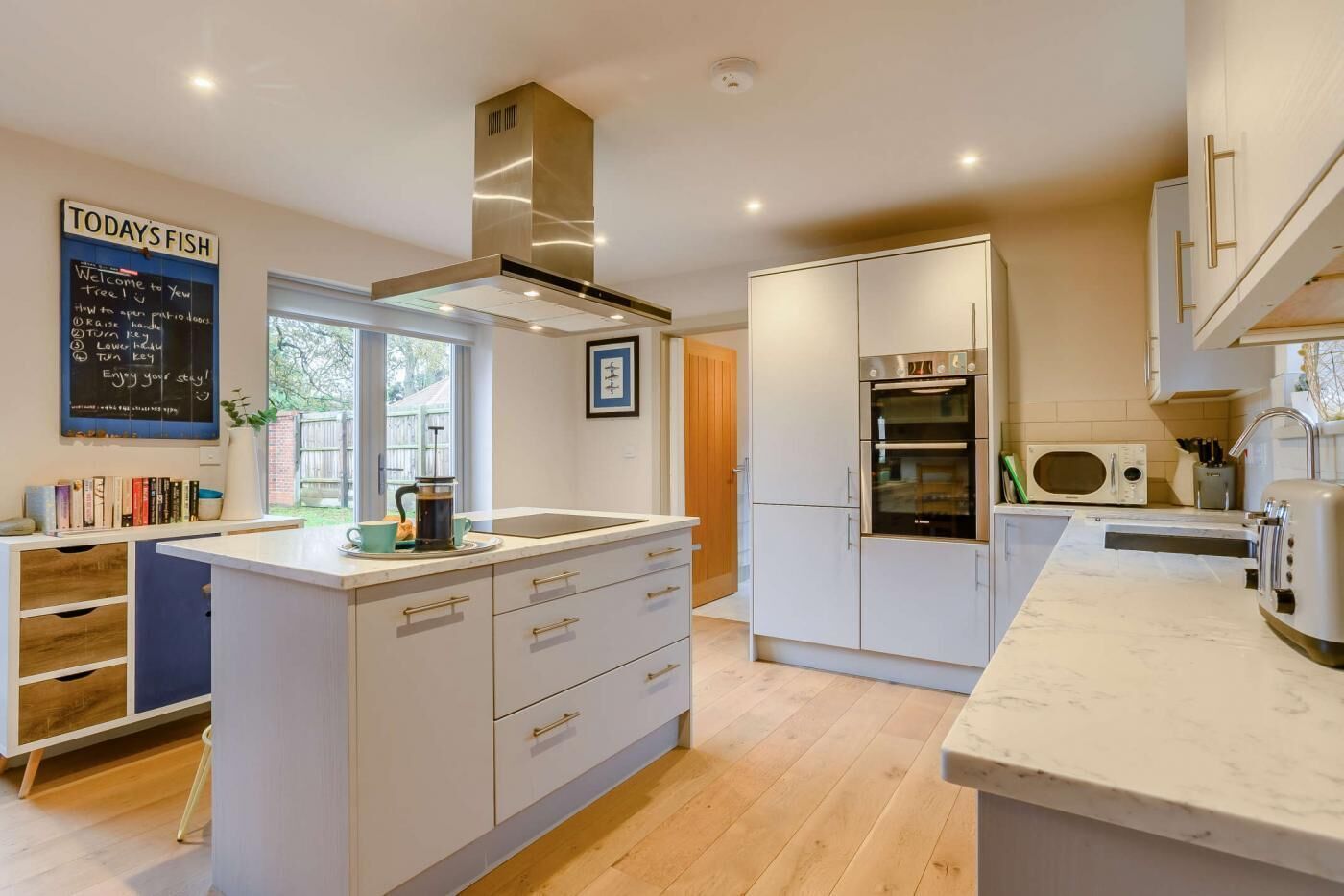 Dishwasher, high chair, cookware/dishes/utensils