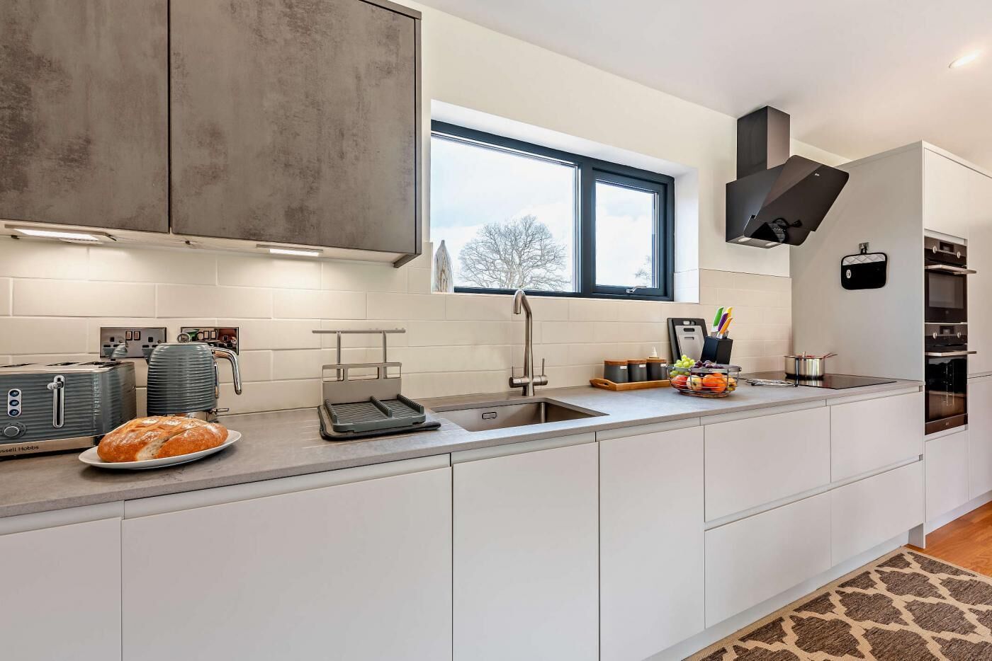 Microwave, oven, dishwasher, high chair