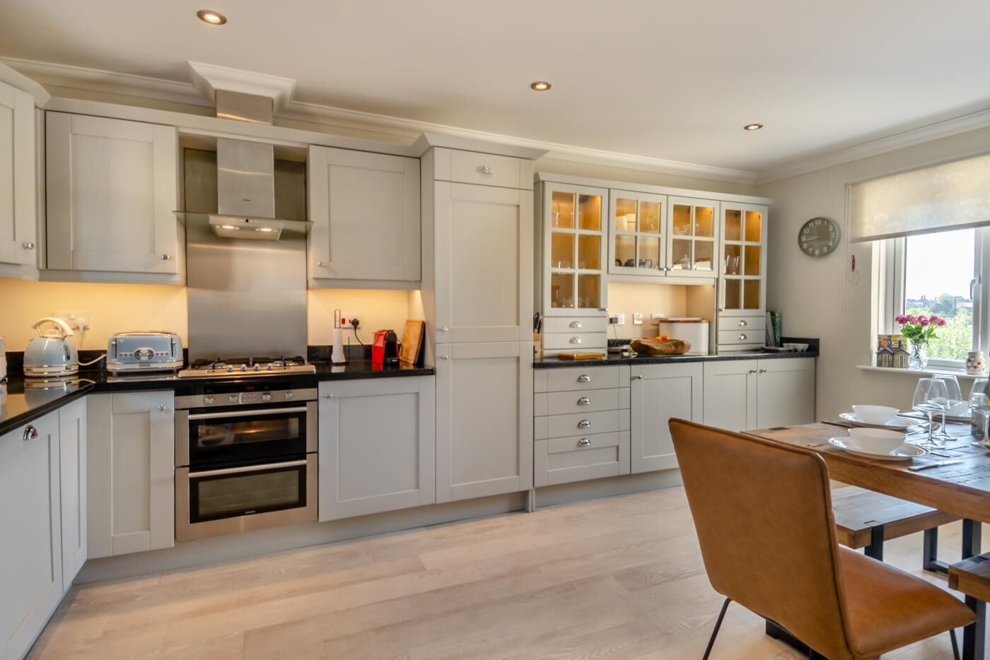 Microwave, oven, dishwasher, high chair