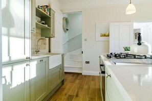 Microwave, oven, dishwasher, high chair