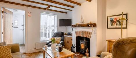 TV, fireplace