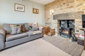 Televisión y chimenea