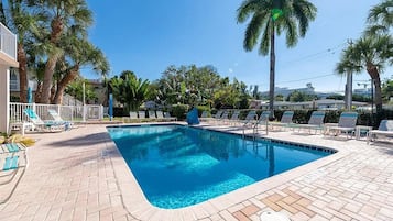 Outdoor pool, pool umbrellas