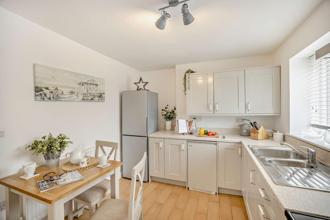 Microwave, oven, dishwasher, high chair