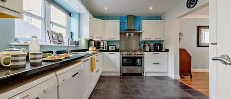 Microwave, oven, dishwasher, high chair