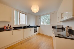Microwave, oven, dishwasher, high chair