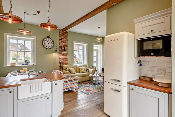 Dishwasher, high chair, cookware/dishes/utensils