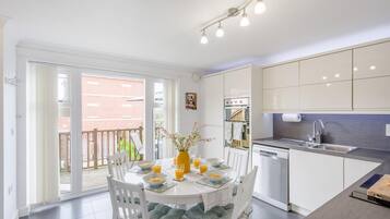 Microwave, oven, dishwasher, high chair