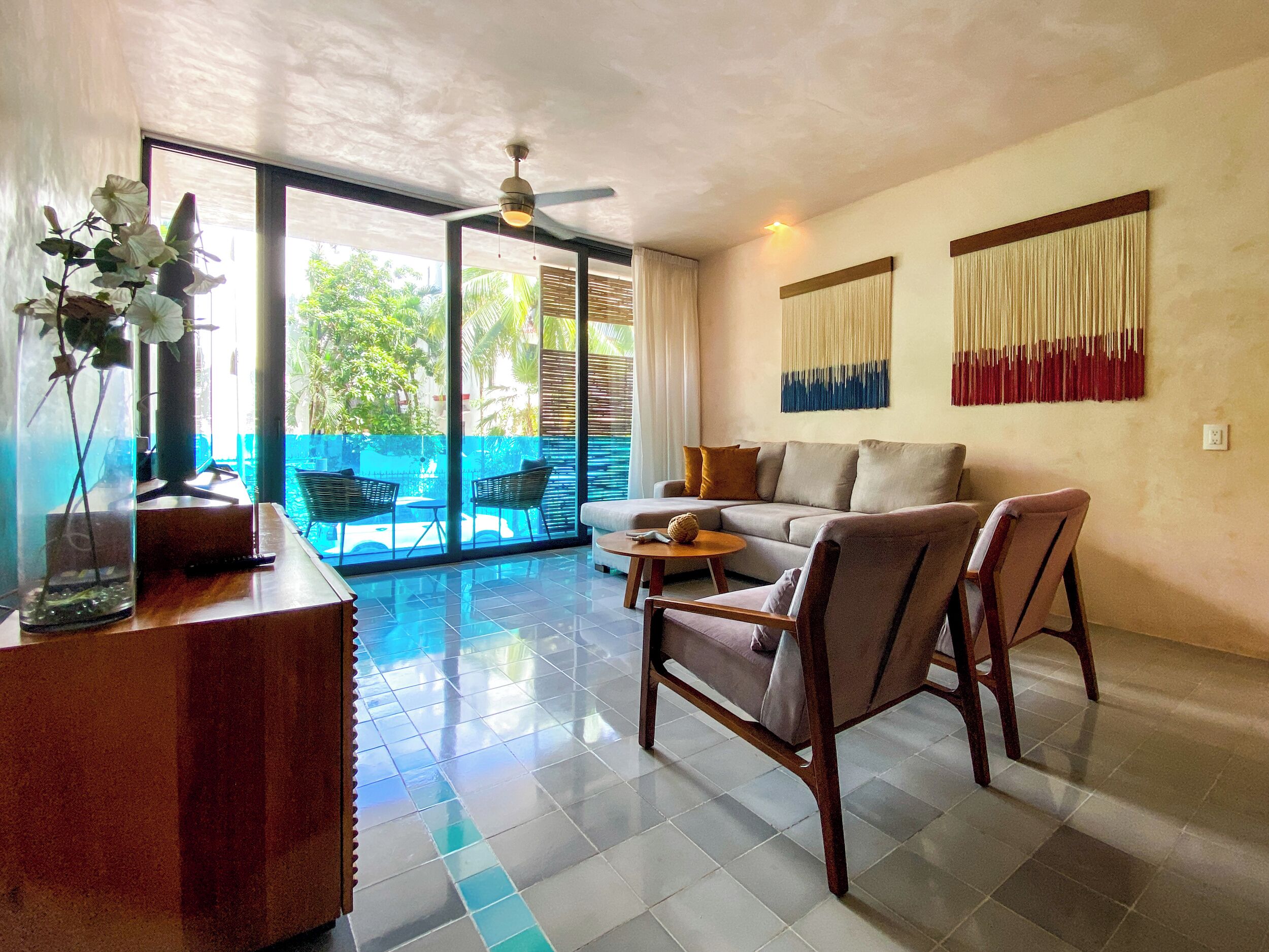 Deluxe Apartment | Living area | 50-inch Smart TV with digital channels