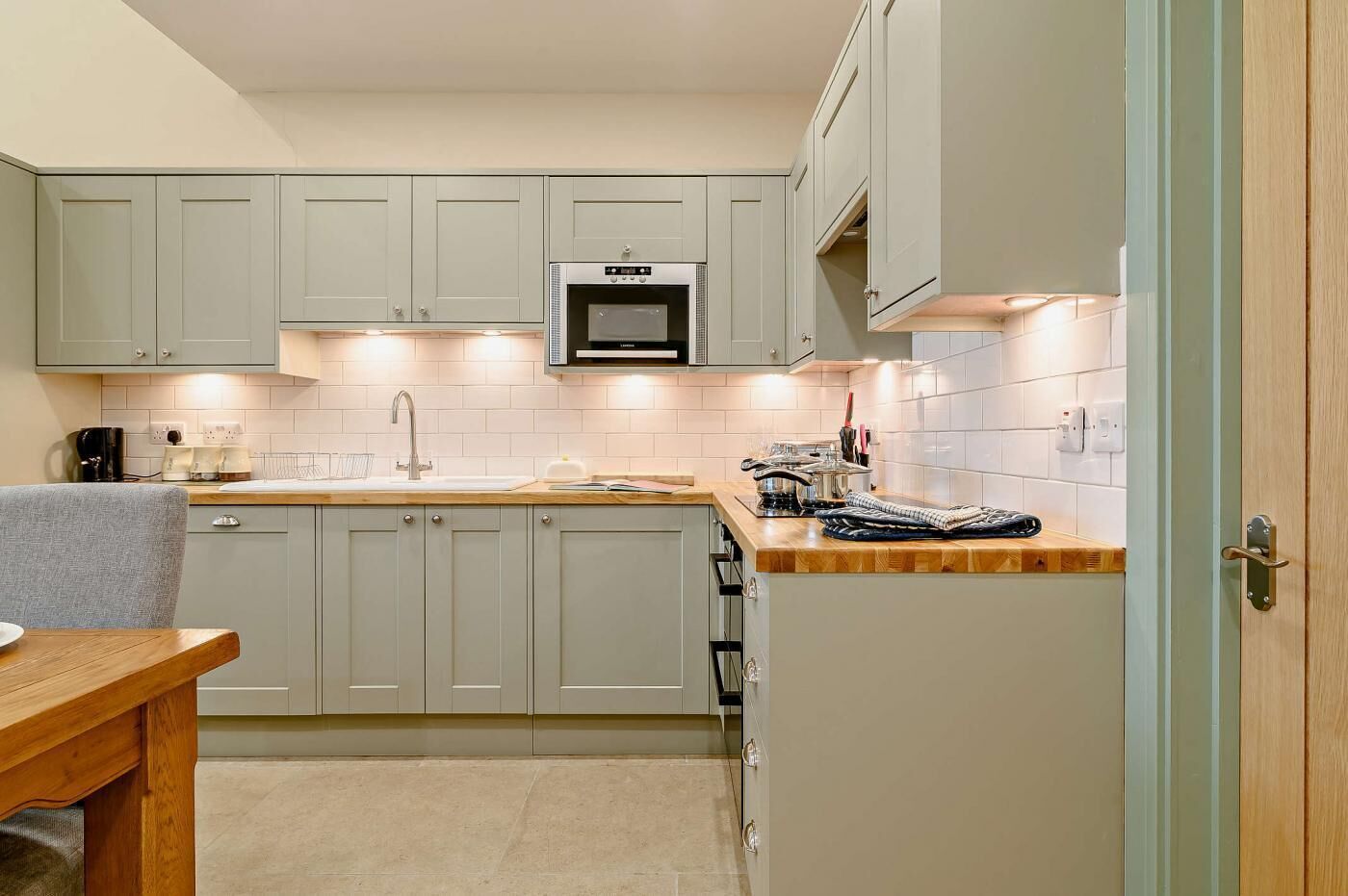 Dishwasher, high chair, cookware/dishes/utensils