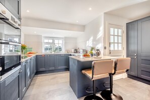 Microwave, oven, dishwasher, high chair