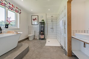 Hair dryer, towels