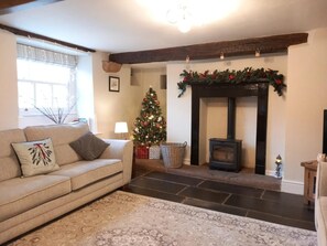 Televisión y chimenea 