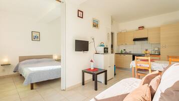 Een strijkplank/strijkijzer, gratis wifi