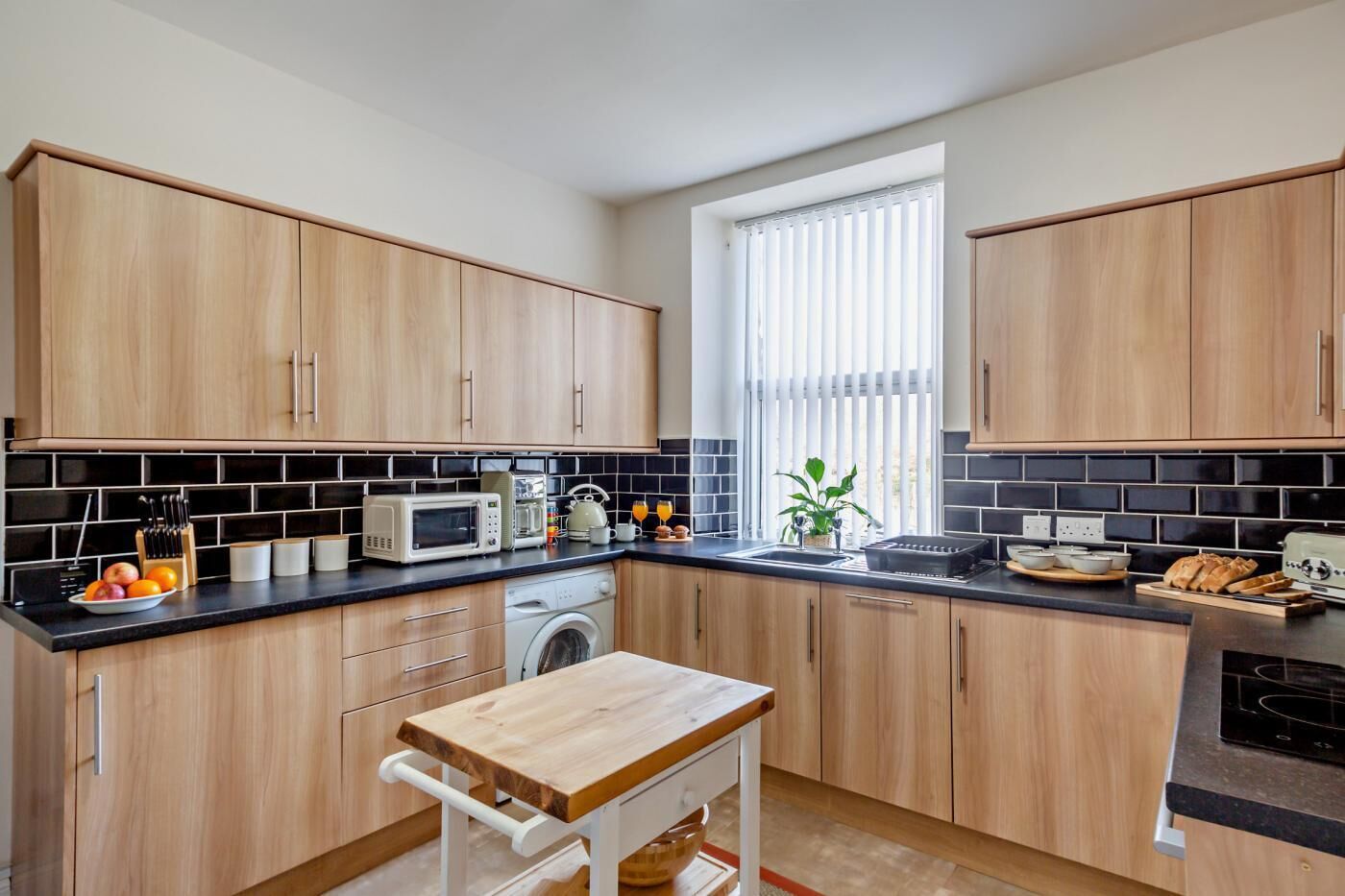 Microwave, oven, dishwasher, high chair