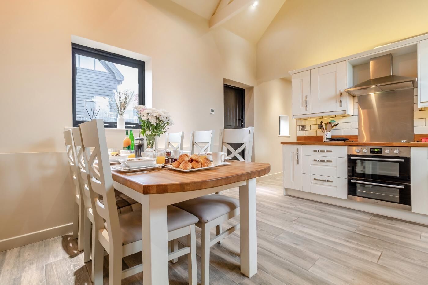 Microwave, oven, dishwasher, high chair