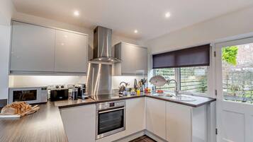 Microwave, oven, dishwasher, high chair