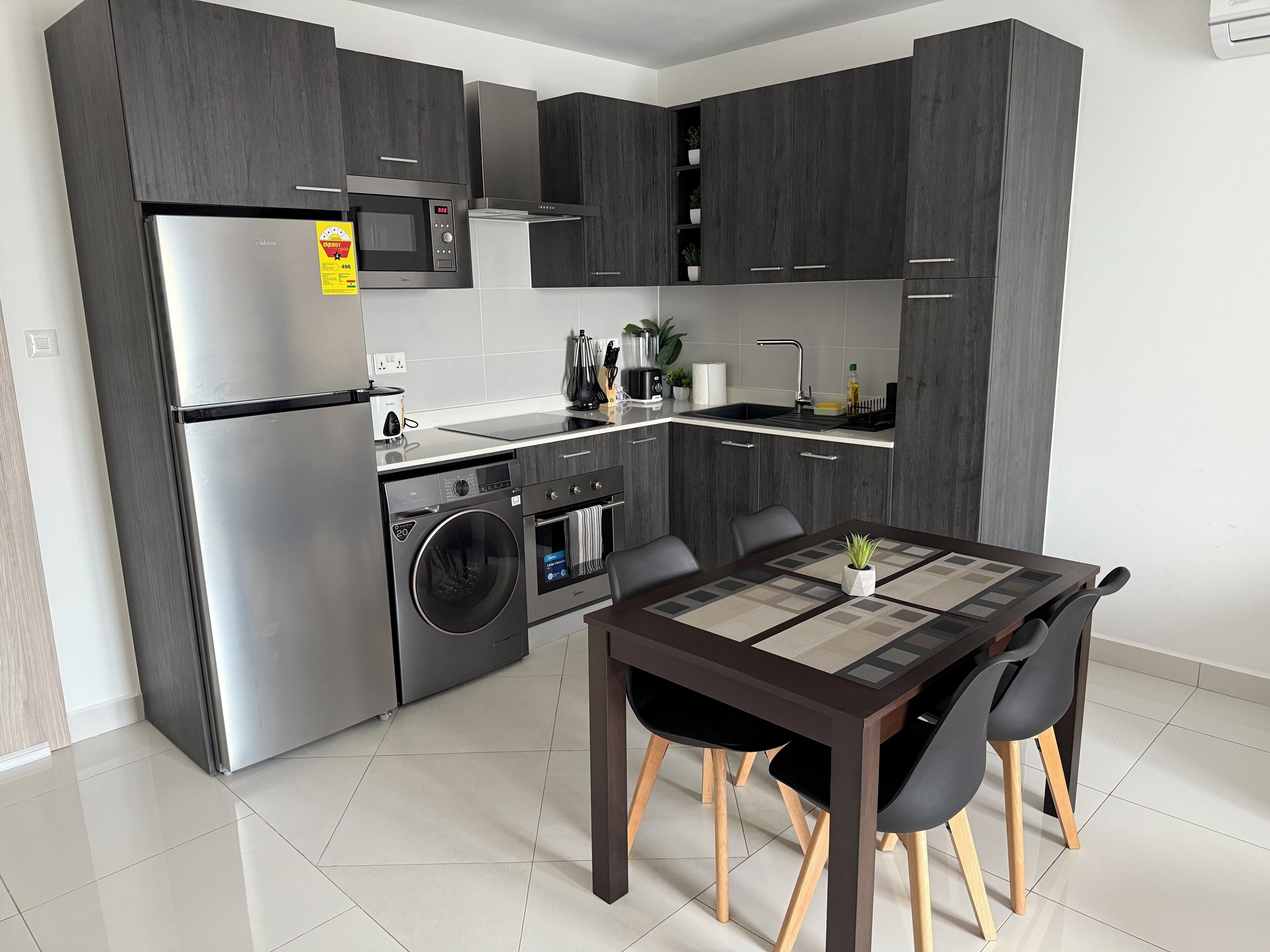 Microwave, oven, stovetop, dishwasher