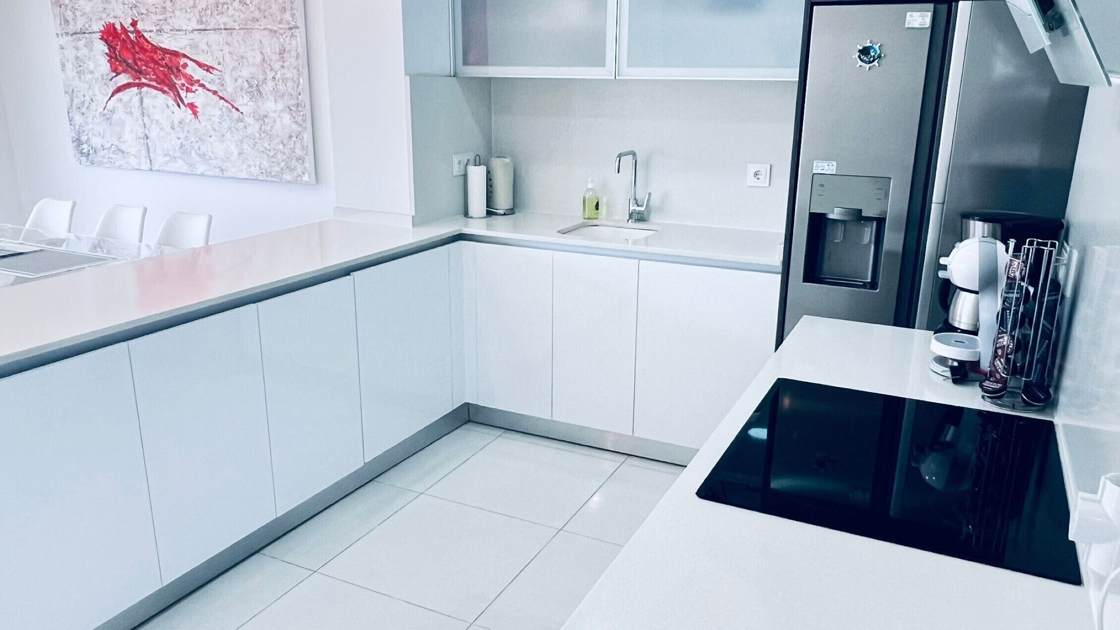 Fridge, microwave, oven, dishwasher