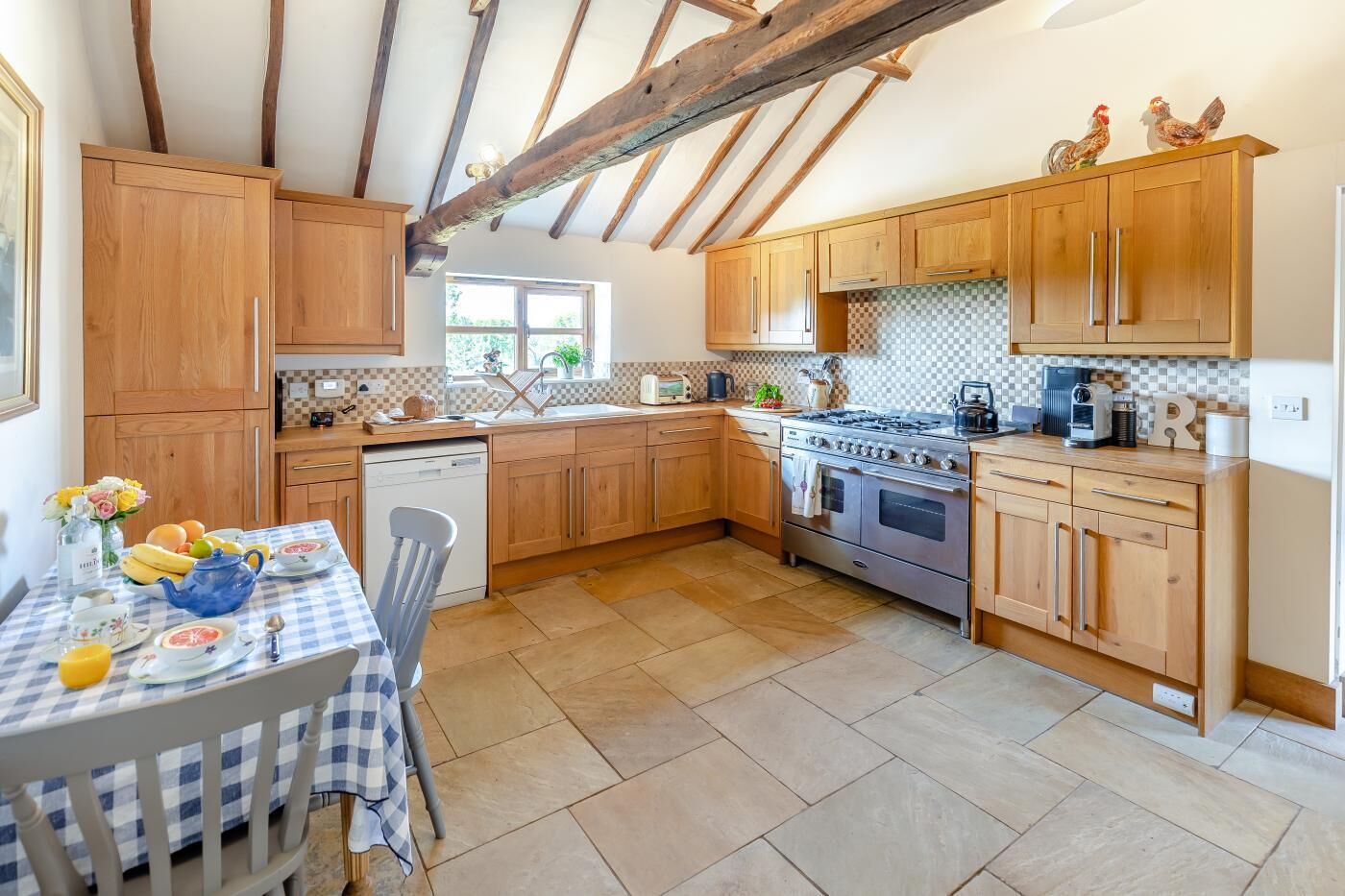 Oven, dishwasher, highchair, cookware/dishes/utensils